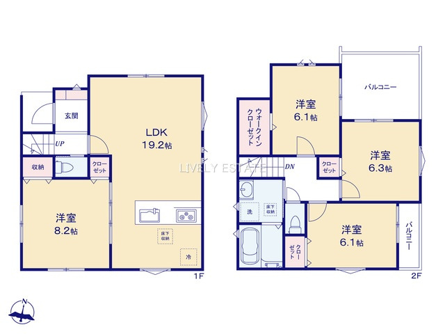 草加市新里町 新築分譲住宅の間取り