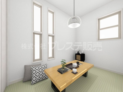 【和室】 | 奈良市菅原町の新築一戸建 全３区画 | １号地和室完成イメージ／ＬＤＫと続き間の和洋室はくつろぎの空間です♪
