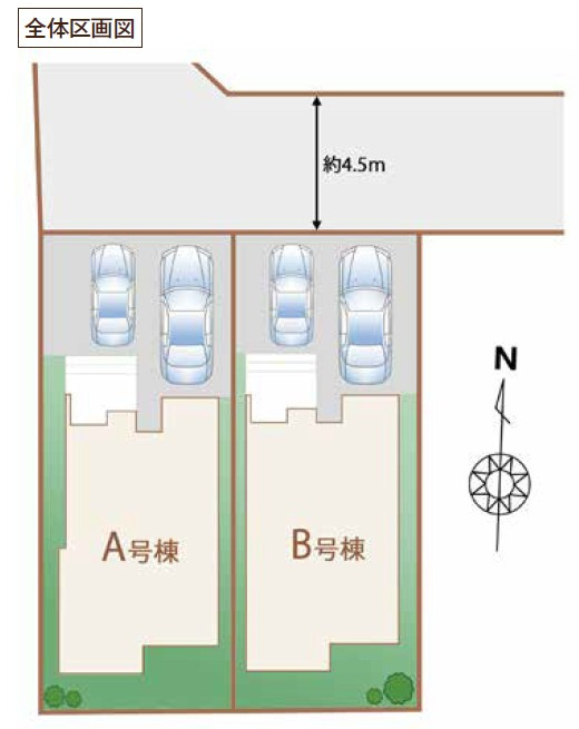 中野区上鷺宮5丁目　新築戸建　全2棟の区画図|区画図