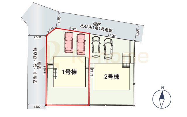 水戸市酒門町第18　新築戸建て　1号棟の区画図|大きなお買い物だからこそ、メリット・デメリットを伝えさせて頂きます。
R-homeにお任せください♪