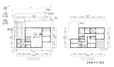 【土地図＋建物プラン例】 | 吹田市山手町4丁目　売り土地