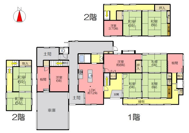 丹波市市島町酒梨の中古一戸建の間取り