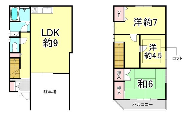 西宮市生瀬東町　貸家の間取り