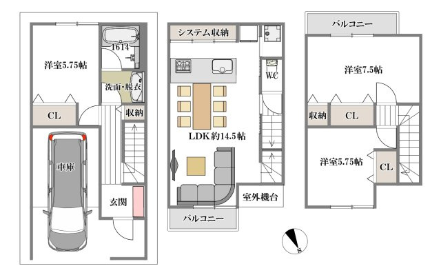 【間取り】 | 【弊社売主物件】高槻市上牧南駅前町 リノベ戸建