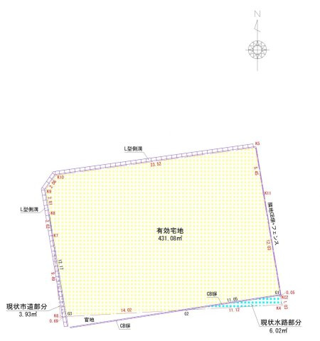 北区西花尻　1区画の区画図