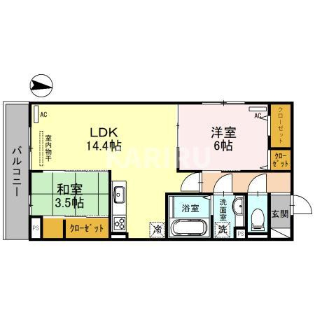 Clashist中宮Southの間取り