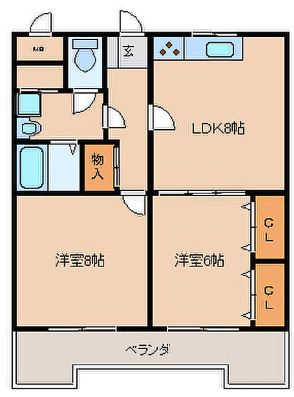 鎮西ビルの間取り|２DKの間取りです