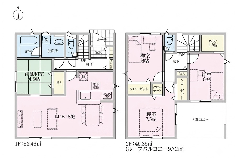 [新築住宅] 行田市天満 第2 全2棟の間取り