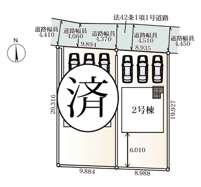 [新築住宅] 行田市天満 第2 全2棟の区画図