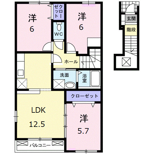 スワン　ＫＩＴＡＭＵＲＡ　Ｄの間取り