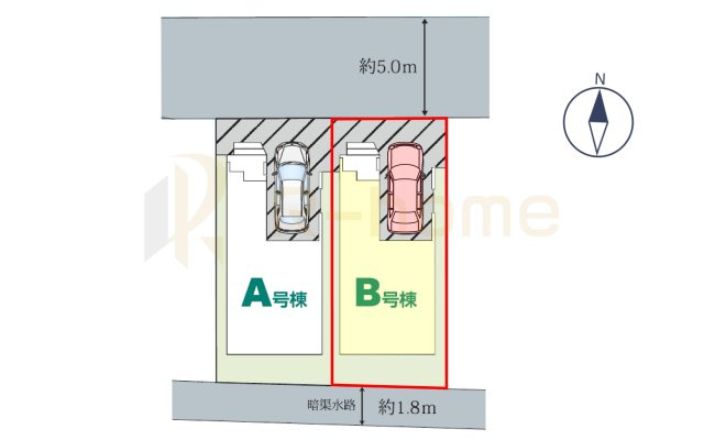 流山市西平井　新築戸建て　B号棟の区画図|大きなお買い物だからこそ、メリット・デメリットを伝えさせて頂きます。
R-homeにお任せください♪