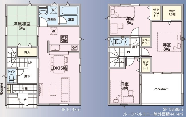 【新築戸建て】秋田市将軍野東第4　2号棟の間取り