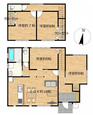 中古戸建　郡山市安積北井2丁目　安積第一小・安積中の間取り|【リフォーム予定】間取りの変更で16帖のLDKをつくる予定です！水回り設備は全て交換予定！