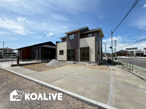 【外観】 | 前橋市北代田町　新築住宅 | 現地ご案内ツアー開催中！早朝やお仕事帰りのご見学にもすぐ対応致します！見学ご予約はコアライブまでお気軽にお問い合わせ下さい！