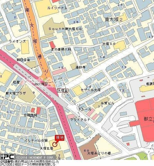 文京区大塚５丁目の賃貸マンションの地図| 