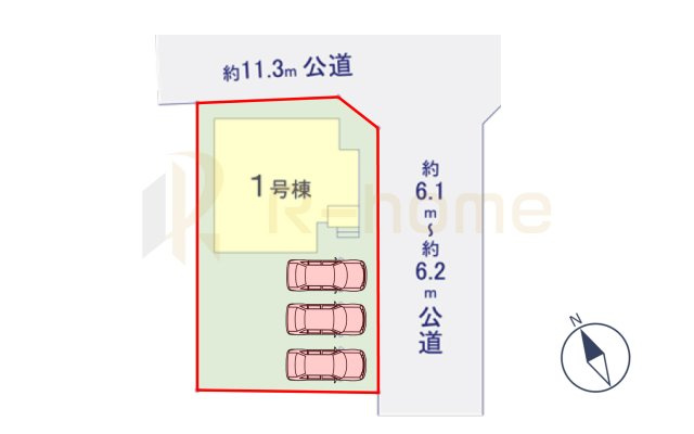 土浦市小松9期　新築戸建て　1号棟の区画図|大きなお買い物だからこそ、メリット・デメリットを伝えさせて頂きます。
R-homeにお任せください♪