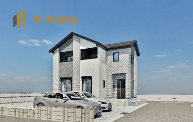 土浦市小松9期　新築戸建て　1号棟の外観パース|2026年8月完成予定！近隣の同仕様完成物件をご見学いただけます♪