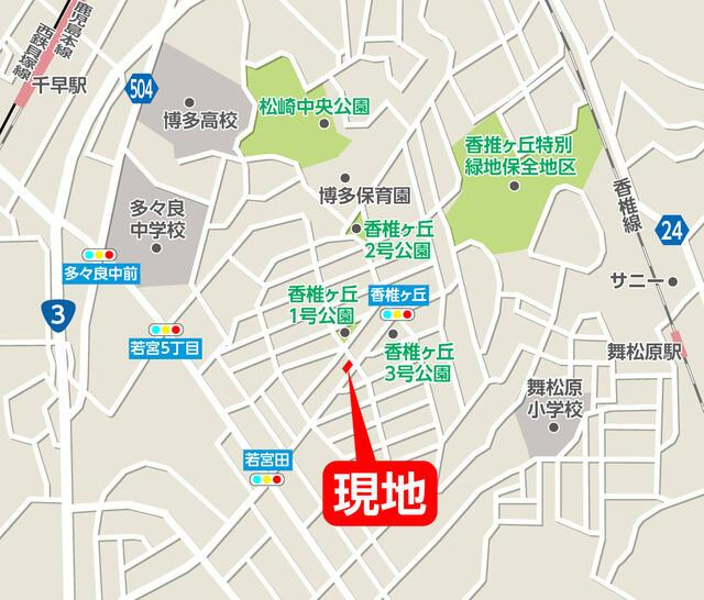 福岡市東区舞松原２丁目の新築一戸建の地図| 