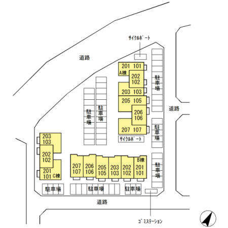Casa Felice　　Ｂ棟の区画図