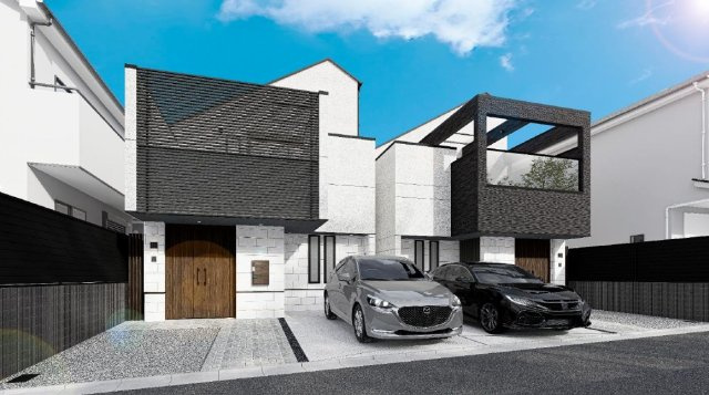 【外観パース】 | 世田谷区宮坂３丁目　新築戸建て　A号棟 | 【イメージパース】こだわりの意匠が光る存在感ある住まい