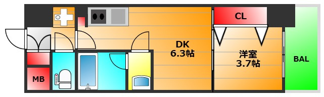 Alivis九条の間取り|カラーパターンあり(2〜6F:Fチャコール、7〜10F:ライトブラウン、11〜15F:ブラウン10-7Fライトブラウン)