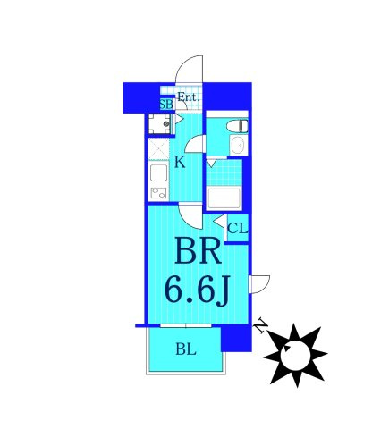 横浜市港北区新横浜３丁目の賃貸マンションの間取り|1kタイプの使いやすい間取りです。
