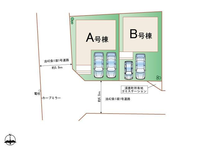 糟屋郡須惠町大字新原の新築一戸建の区画図| 