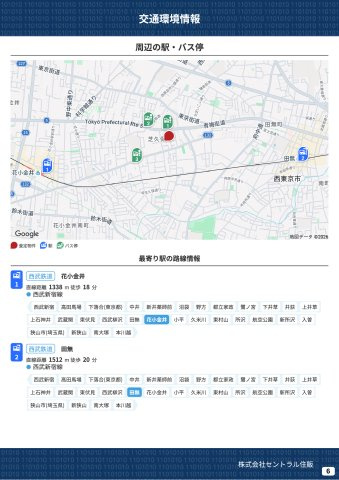 【Blooming Garden】西東京市花小金井田無芝久保　新規全13棟の周辺|本物件の生活に必要な施設を地図上に一覧にしました。徒歩10分以内程度の近隣施設です。