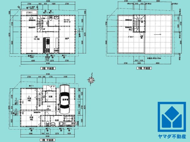 尼崎市稲葉荘１丁目の間取り|2SLDK、土地面積90.1平米、建物面積119.85平米、木造2階建。2026年7月完成済み。