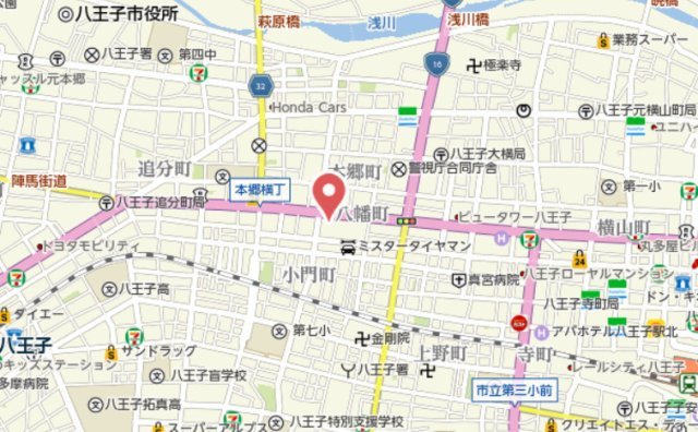 『八王子市マンション』オーベルグランディオ八王子エアーズ【仲介手数料無料】　八王子市八幡町4-11の地図|～仲介手数料無料☆八王子ひなた不動産～オーベルグランディオ八王子エアーズ