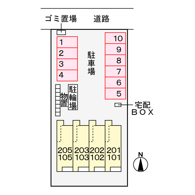 岐阜市岩地１丁目のアパートの駐車場