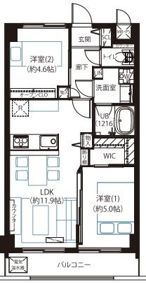 【間取り】 | グレイス二子玉川 | 販売価格：４，１９９万円　間取り：２ＬＤＫ