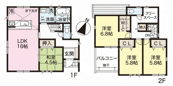 ファーストタウン勢野東 ２号地 ／新築一戸建の間取り