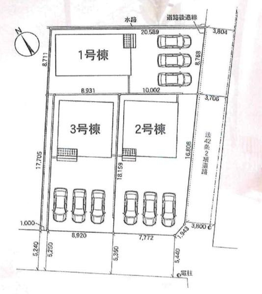 西尾市南中根町第2　全3棟・1号棟の区画図|1号棟です。