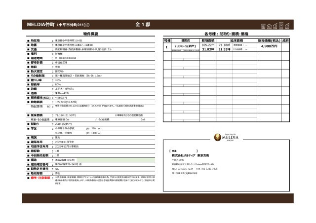 【MELDIA】小平仲町のその他|□売主作成による販売用の概要図です。□