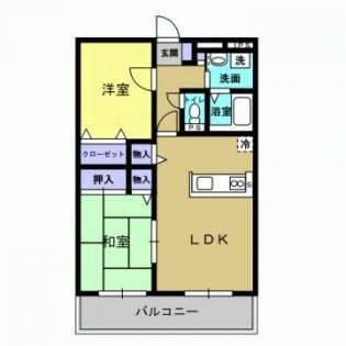 熊本市東区尾ノ上２丁目の賃貸マンションの間取り