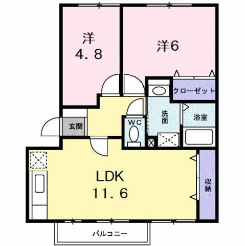 グランディール矢三Ｂの間取り