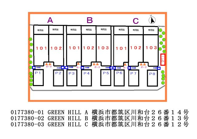 ＧＲＥＥＮ　ＨＩＬＬ　Ａの駐車場|駐車場