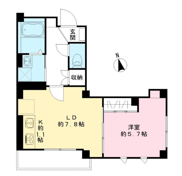 (仮称)Casa Madreの間取り|南向き南東角部屋の1LDK