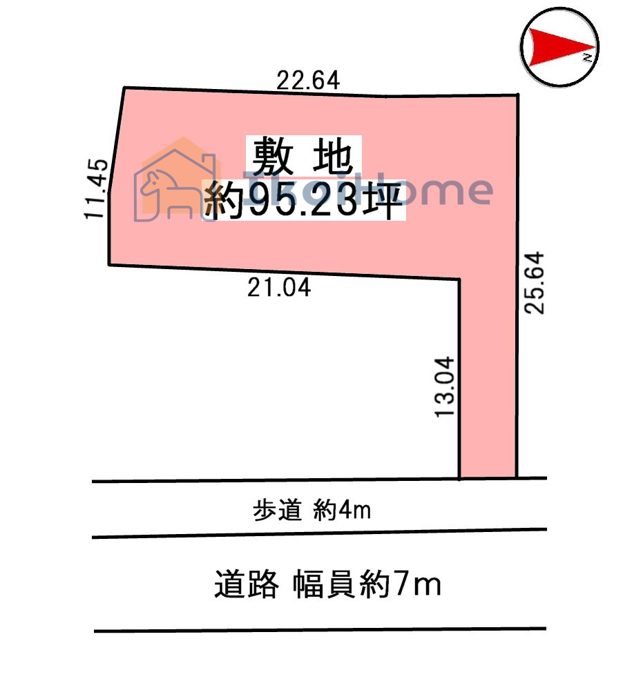 明石市大久保町大久保町　土地の土地図|●年中無休：当日予約可●敷地約95.2坪で建築条件はございません！前面道路は歩道もあり安心！