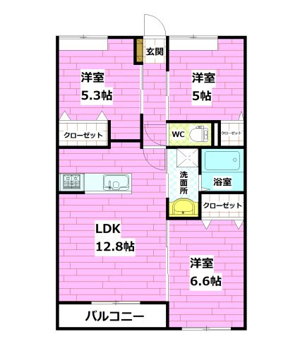安芸郡府中町みくまり３丁目のアパートの間取り