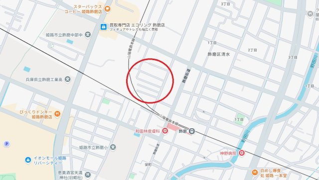 姫路市飾磨区恵美酒　　　山陽電鉄「飾磨駅」徒歩4分の地図
