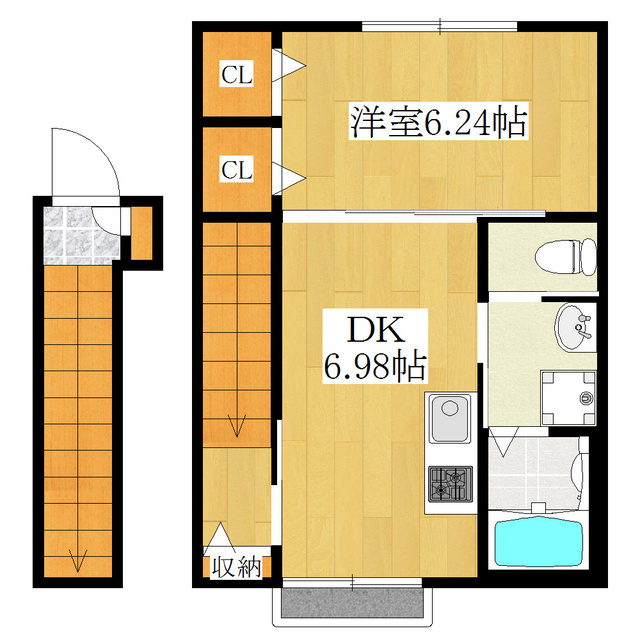 リューズコートの間取り|充実設備の１ＤＫ☆