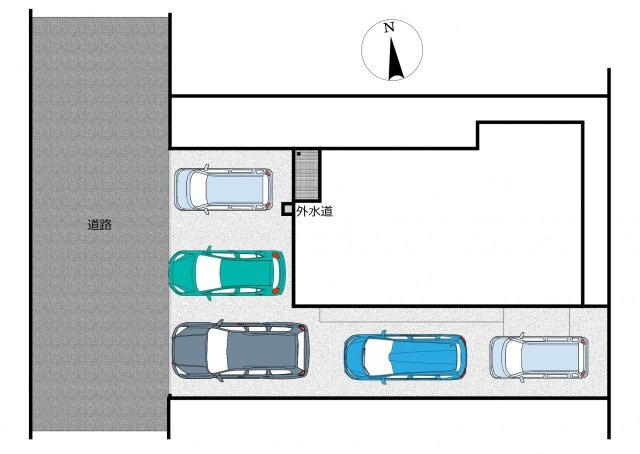 中古戸建　郡山市大槻町字春日　大槻小・大槻中の区画図|駐車スペース3台以上可能です！（車種による）来客時も安心の駐車台数です！