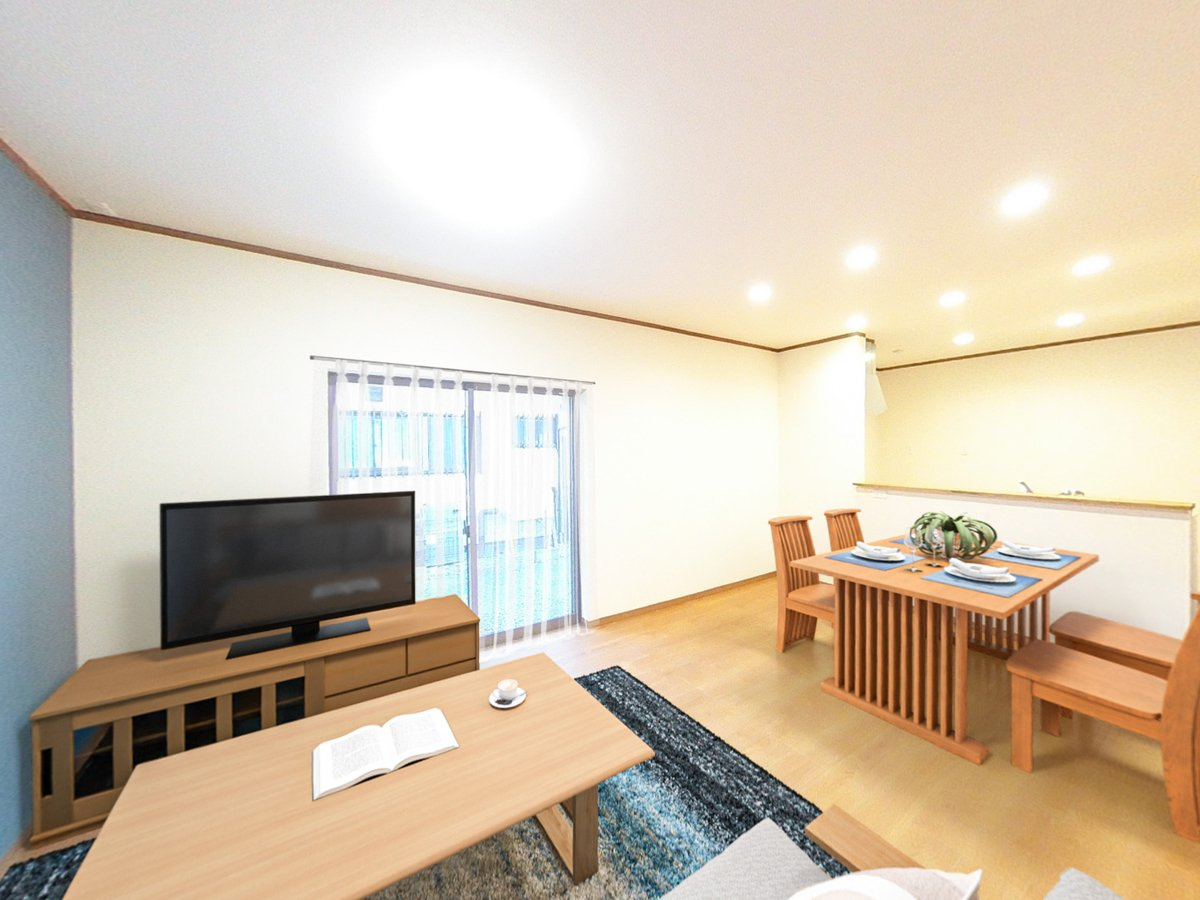 中古戸建　郡山市大槻町字春日　大槻小・大槻中の居間・リビング|画像はバーチャルホームステージングの加工による演出で、実際の家具は付きません。