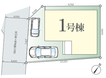 草加市遊馬町 新築分譲住宅の区画図