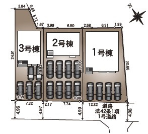 篠原町 第1の区画図|2号棟の区画図になります。
