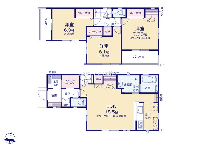 草加市青柳8丁目 新築分譲住宅の間取り