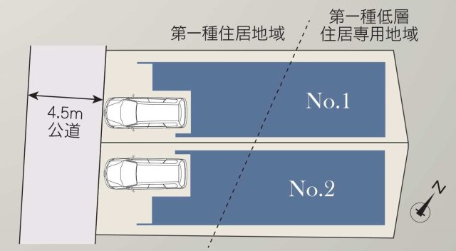 【横浜市港南区港南台9丁目4-5全2棟新築戸建て】★仲介手数料無料★（日野南小学校・日野南中学校）の区画図
