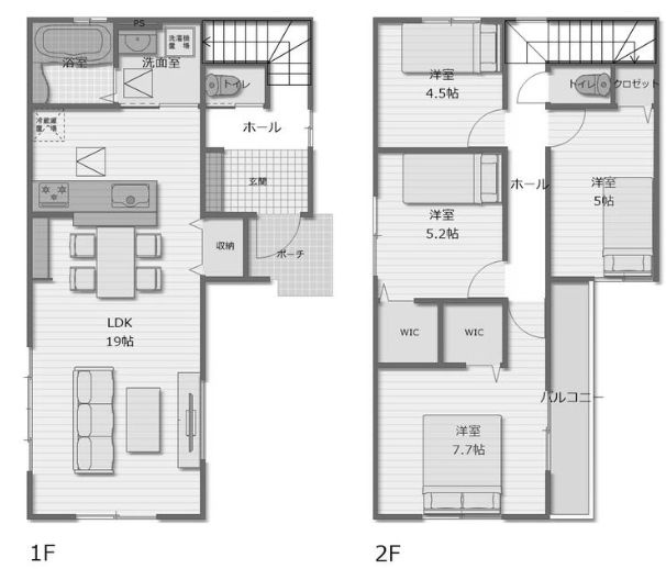 【間取り】 | 池田市豊島北１丁目　新築戸建　４号棟